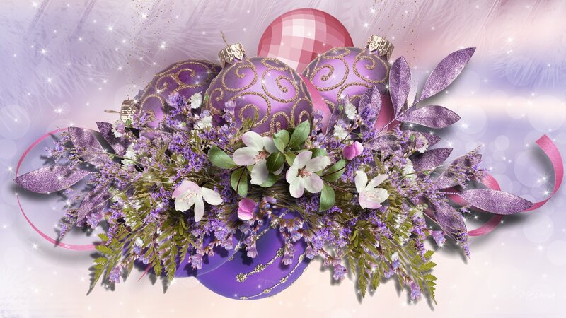 Purple Ornaments with Flowers