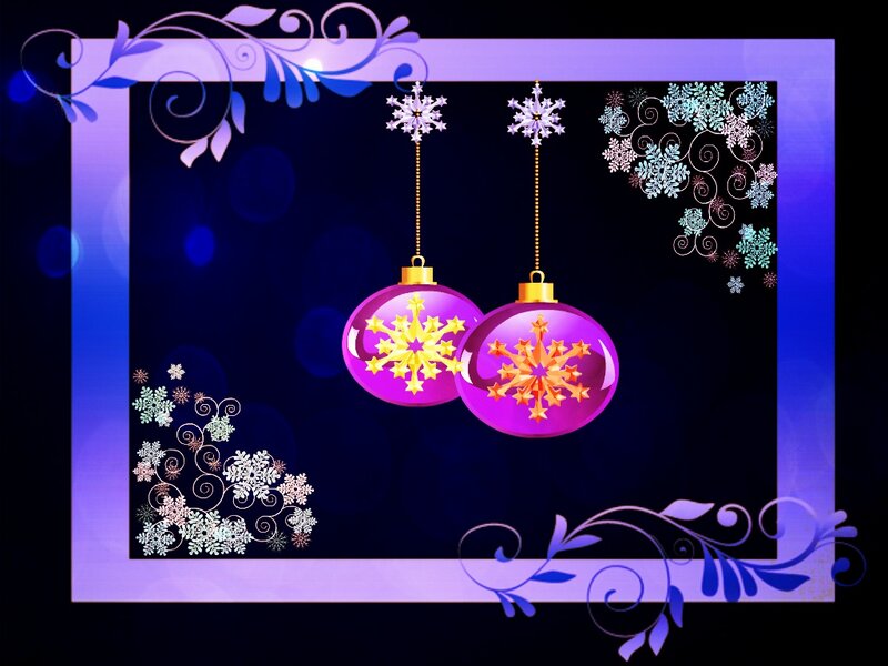 Purple Ornaments with Snowflakes
