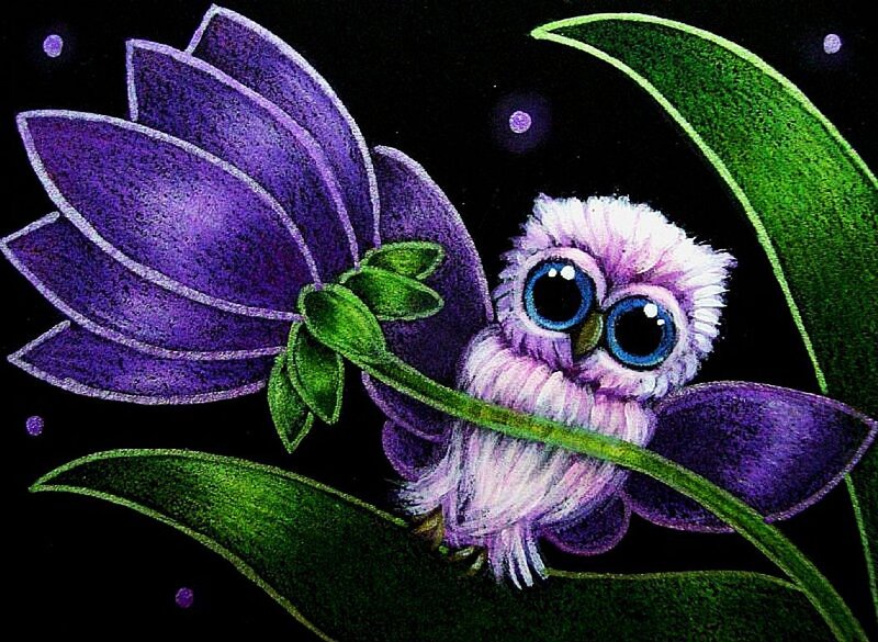 Purple Owl on Flower