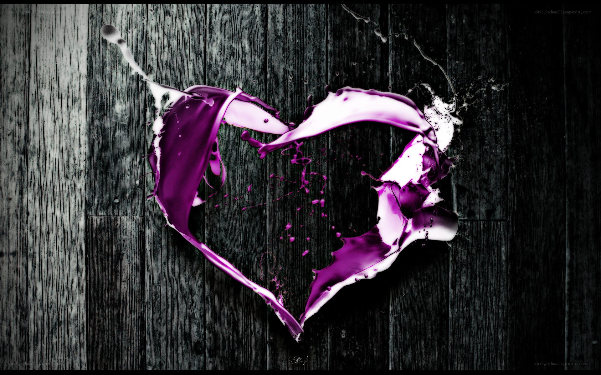 purple paint heart splatter