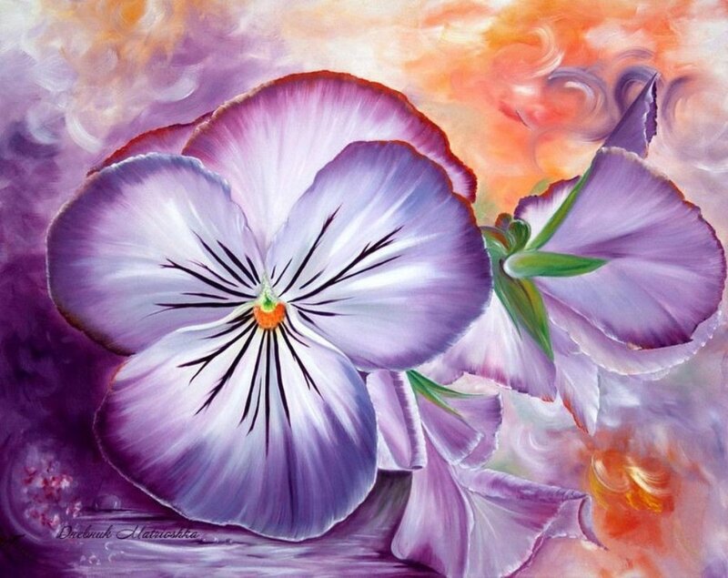 Purple Pansy Flower — Serene, Painting