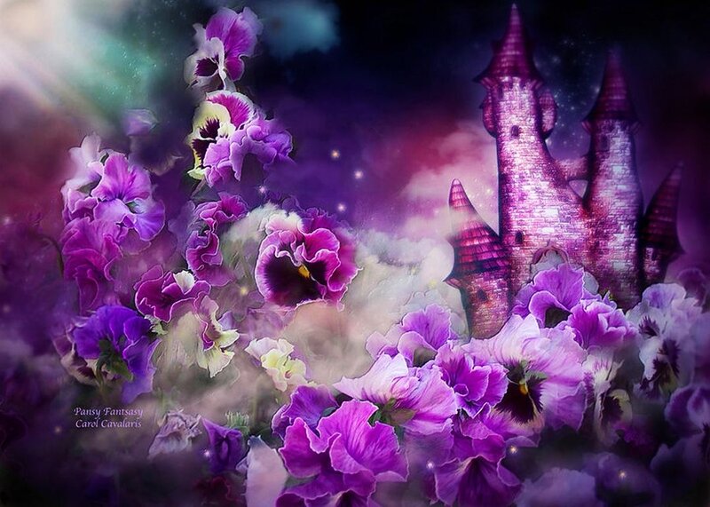 Purple Pansy Flowers — Fantasy