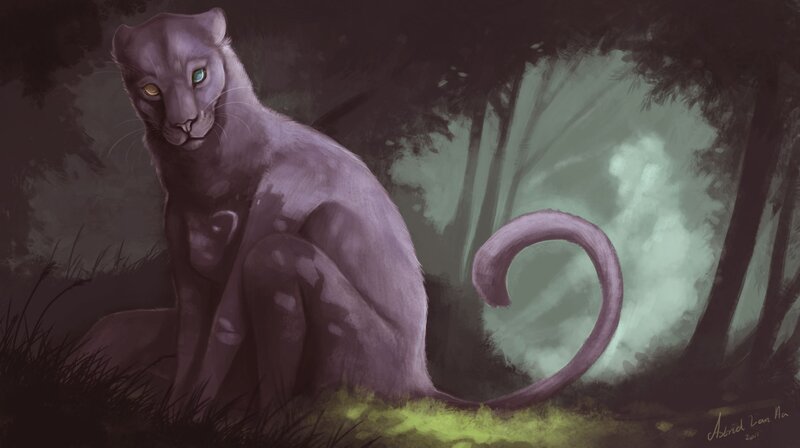 Purple Panther in Forest — Mysterious