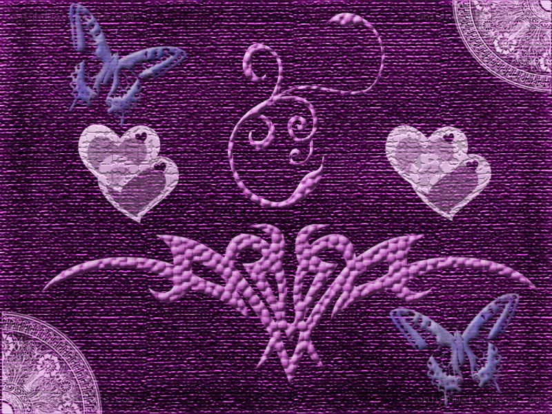 purple pattern with hearts and butterflies