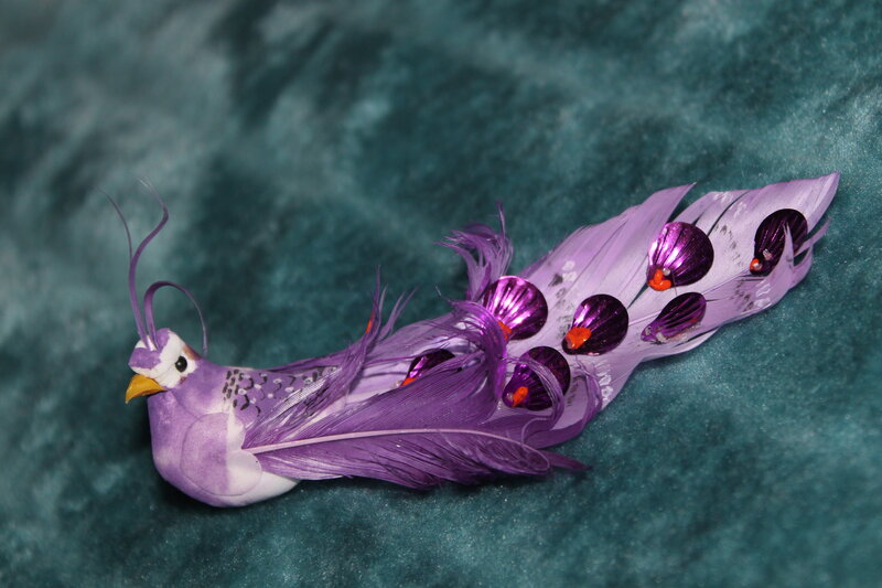 Purple Peacock Figurine