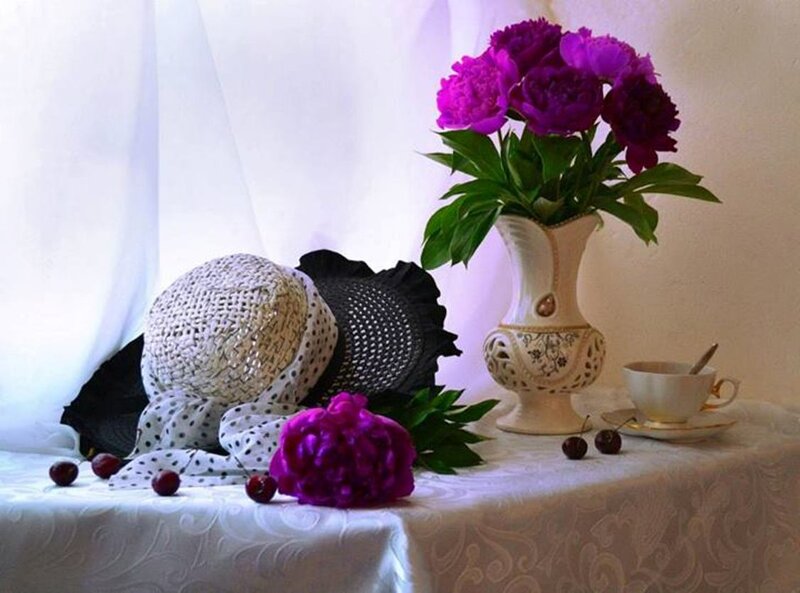 Purple Peonies in Vase — Serene
