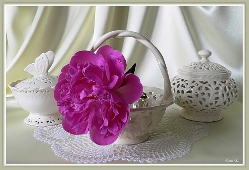 Purple Peony in Basket