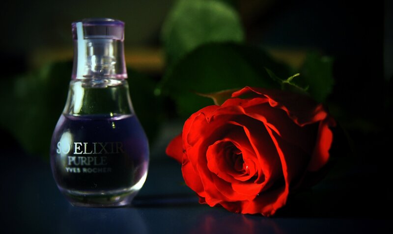 Purple Perfume Bottle — Red