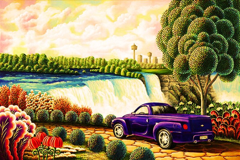 Purple Pickup Truck — Serene, Afternoon