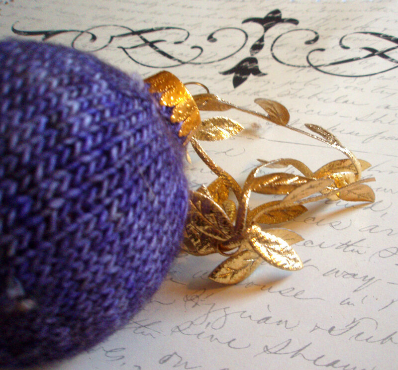 Purple Pincushion with Gold Ornament