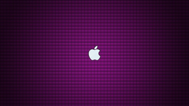 purple pixel background with apple logo