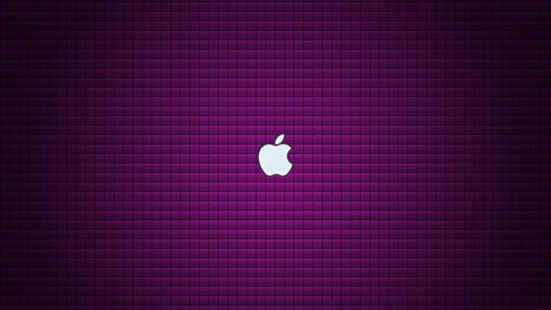purple pixel grid with apple logo