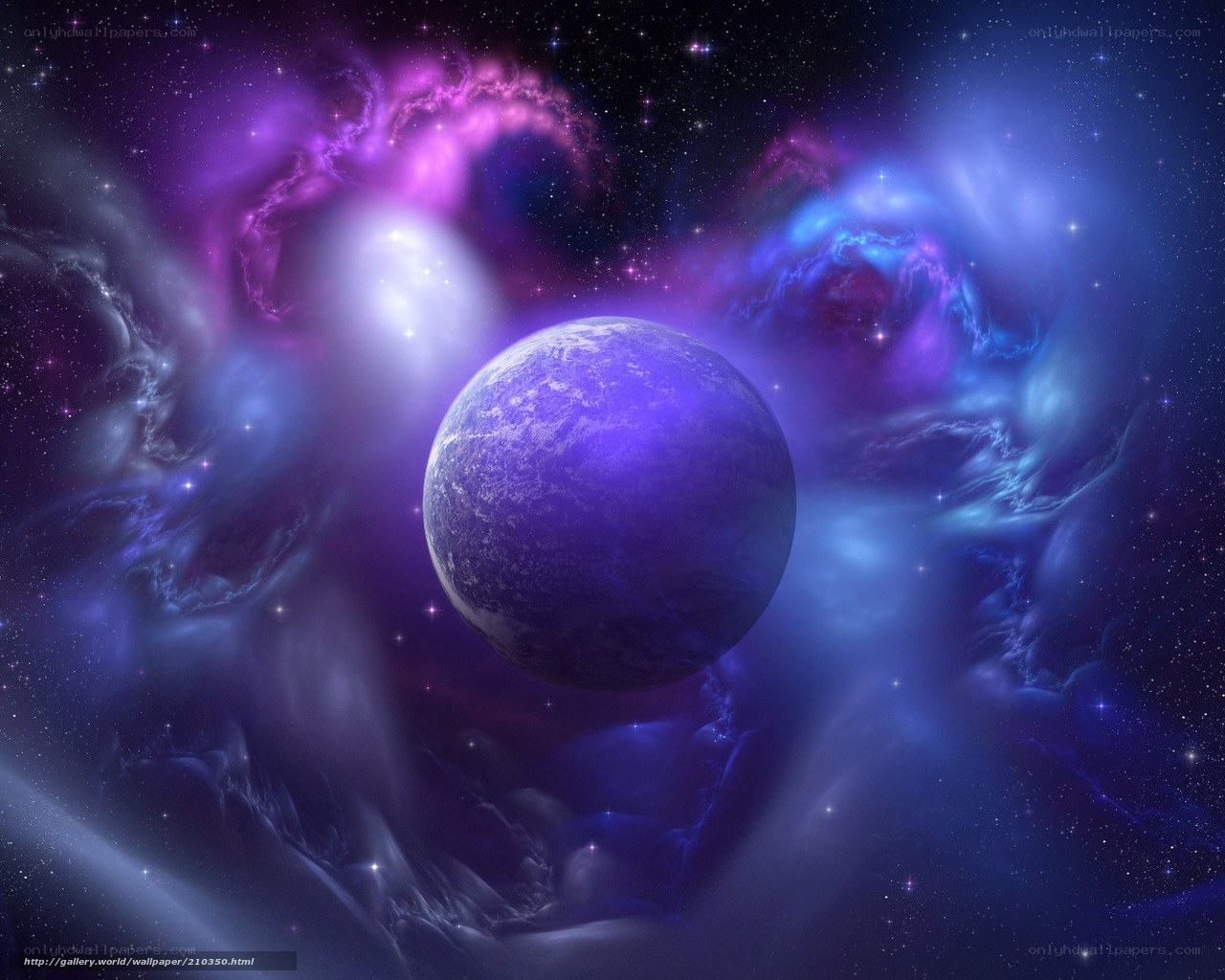 Purple planet in nebula