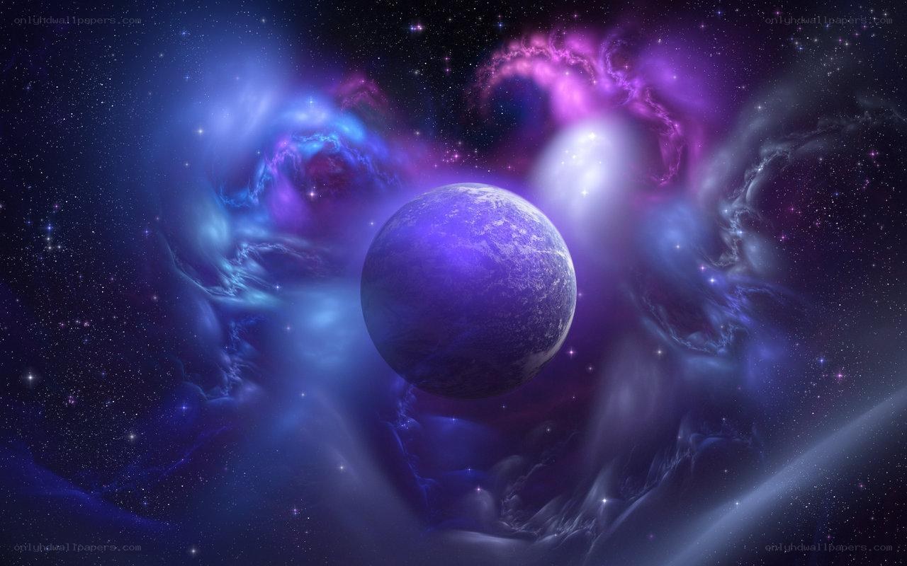 Purple planet in nebula