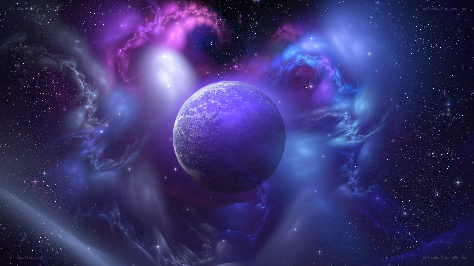 Purple planet in nebula