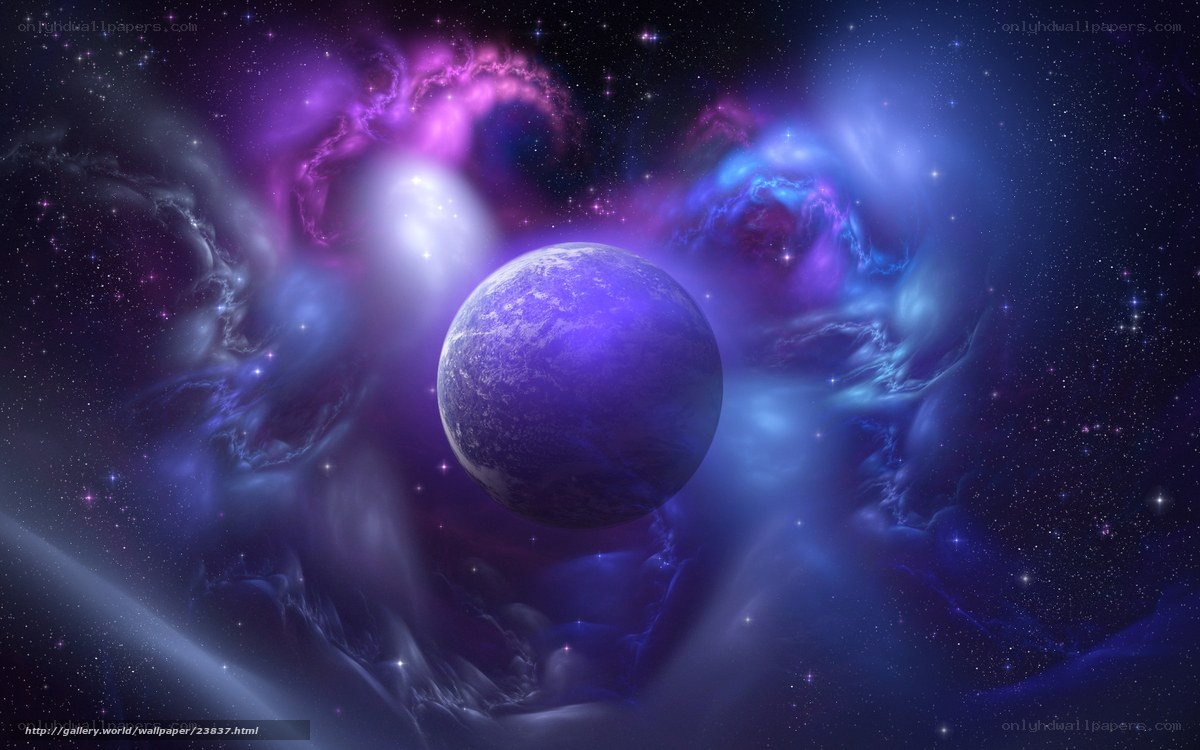 Purple planet in nebula