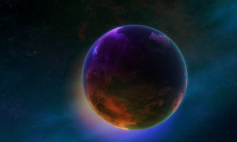 purple planet in space