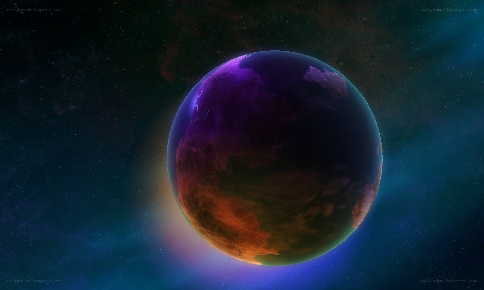 purple planet in space