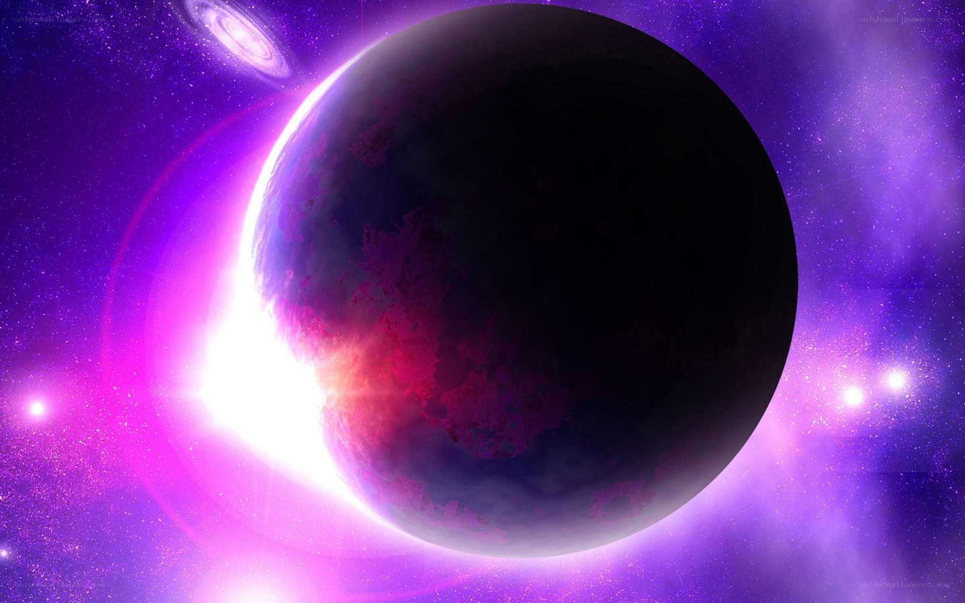 purple planet in space