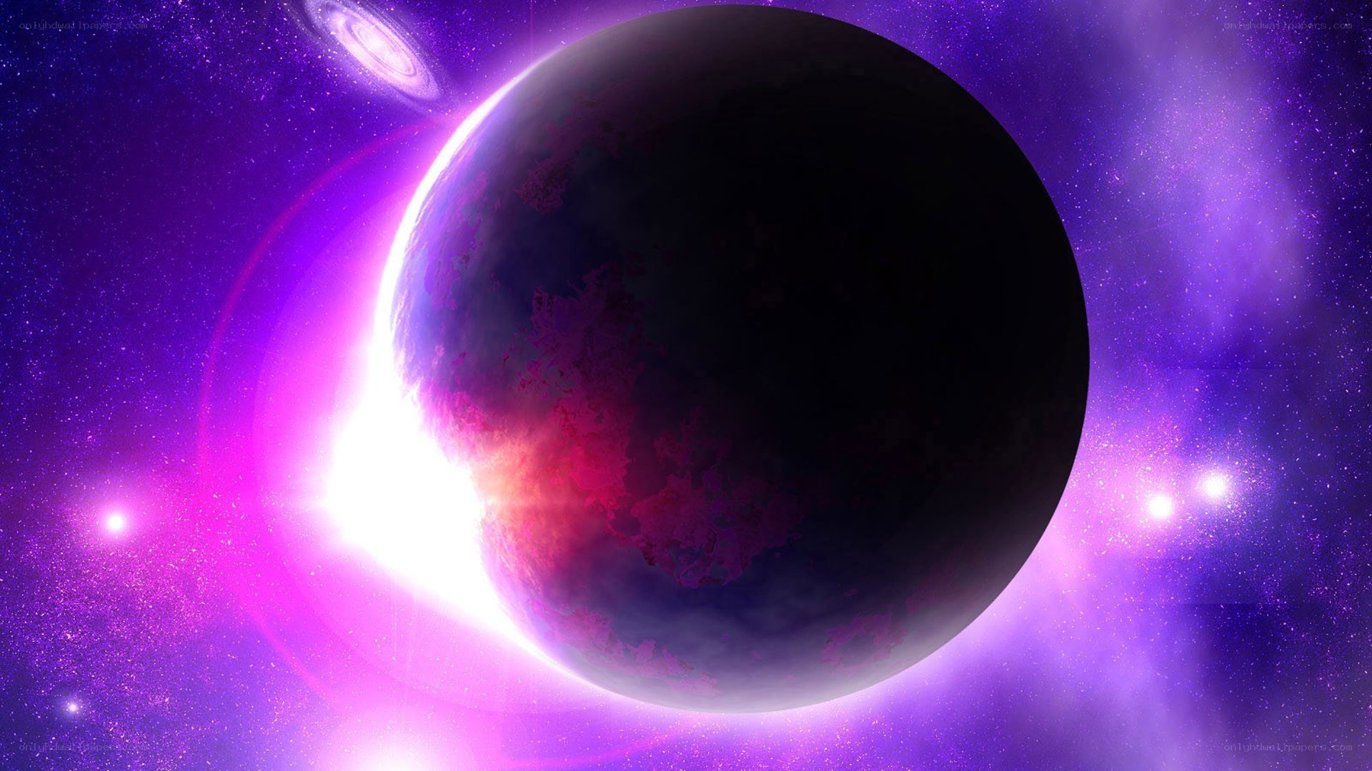 purple planet in space