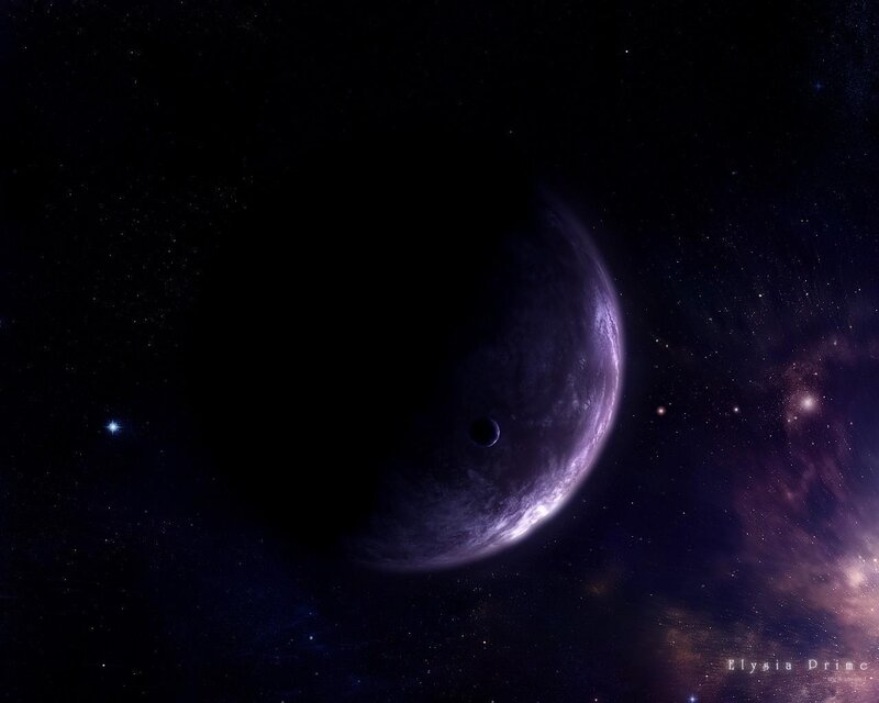 Purple planet in space