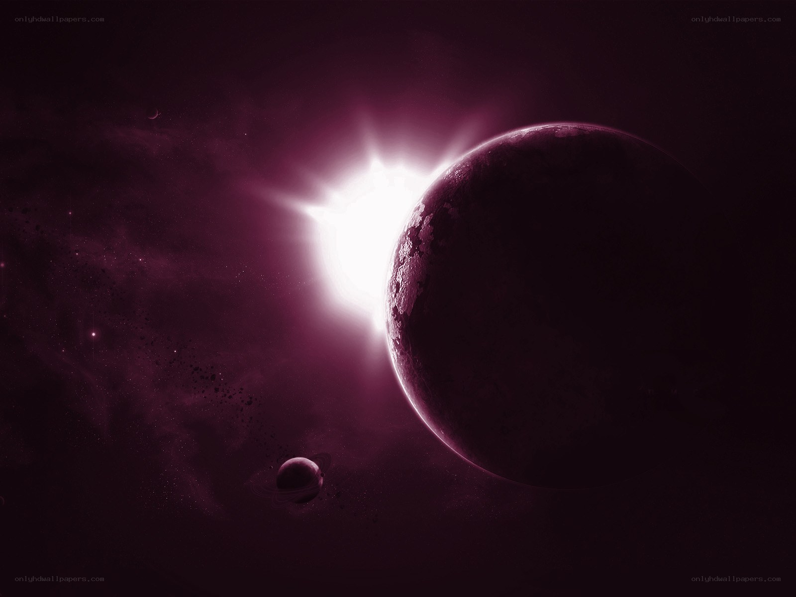 Purple planet in space