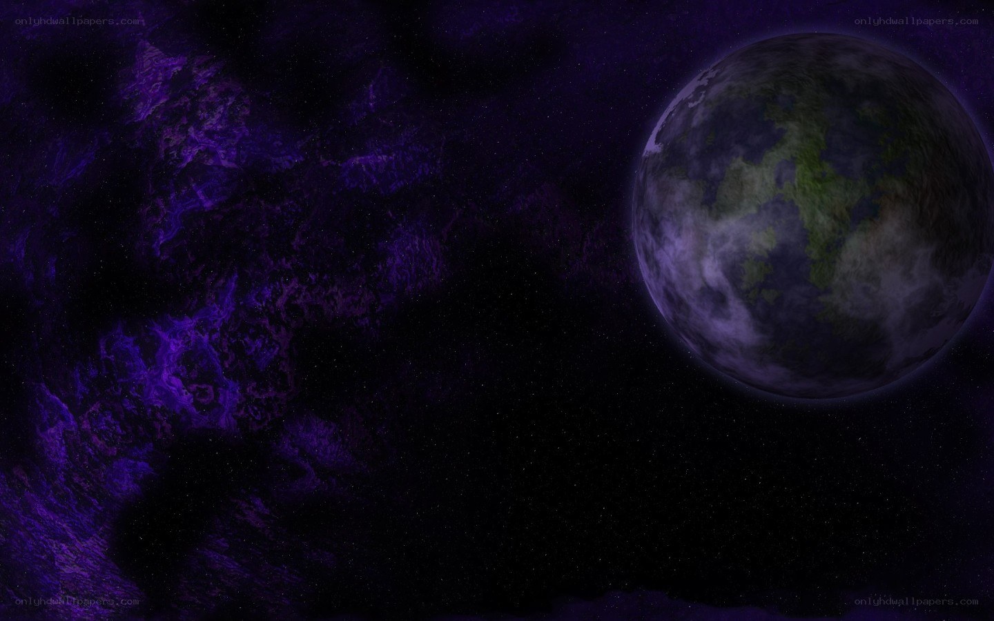 Purple planet in space