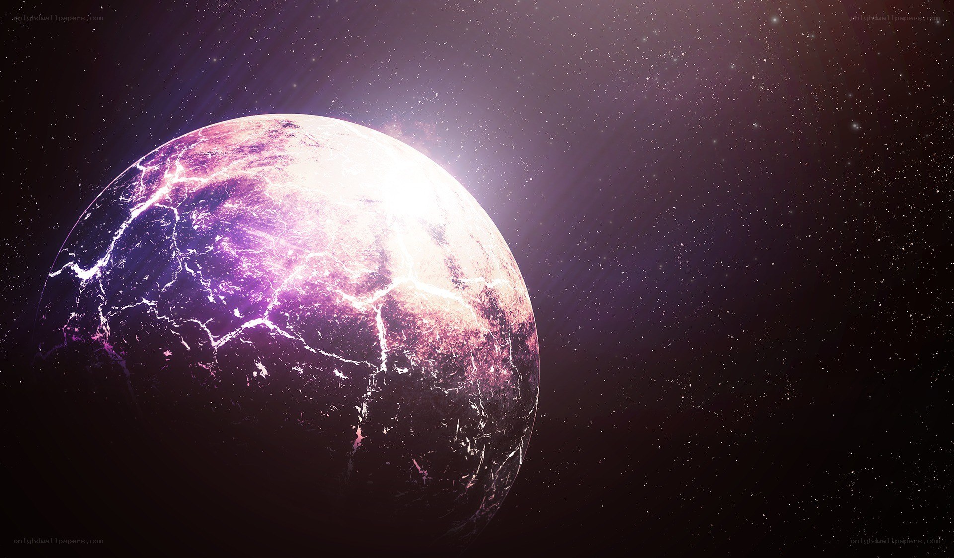 purple planet in space