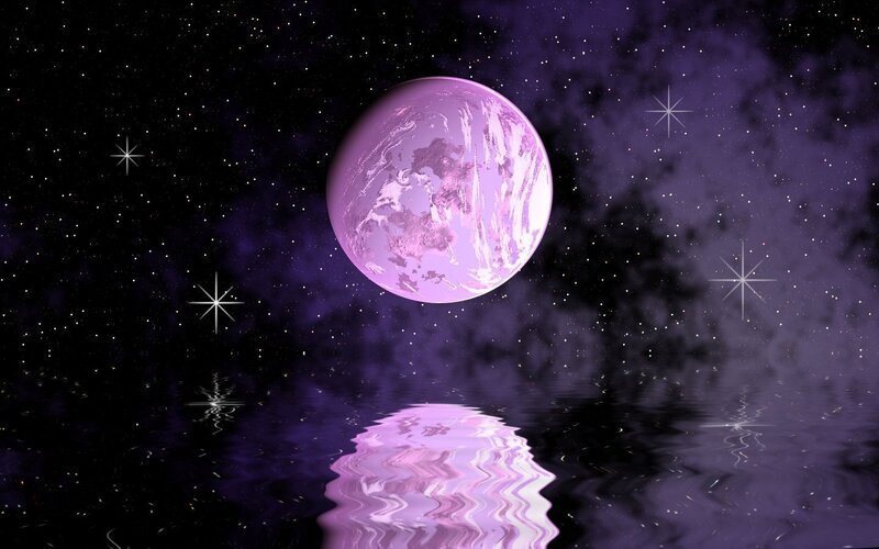 purple planet in space