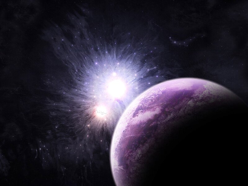 Purple Planet in Space — Dramatic, Night, Digital Art, Stars, Nebula