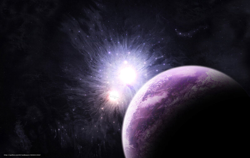 Purple Planet in Space — Dramatic, Night, Digital Art