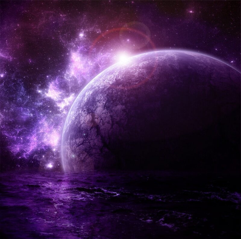 Purple Planet in Space — Dramatic, Night