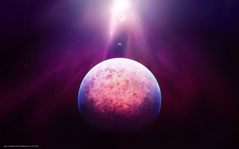 Purple planet in space