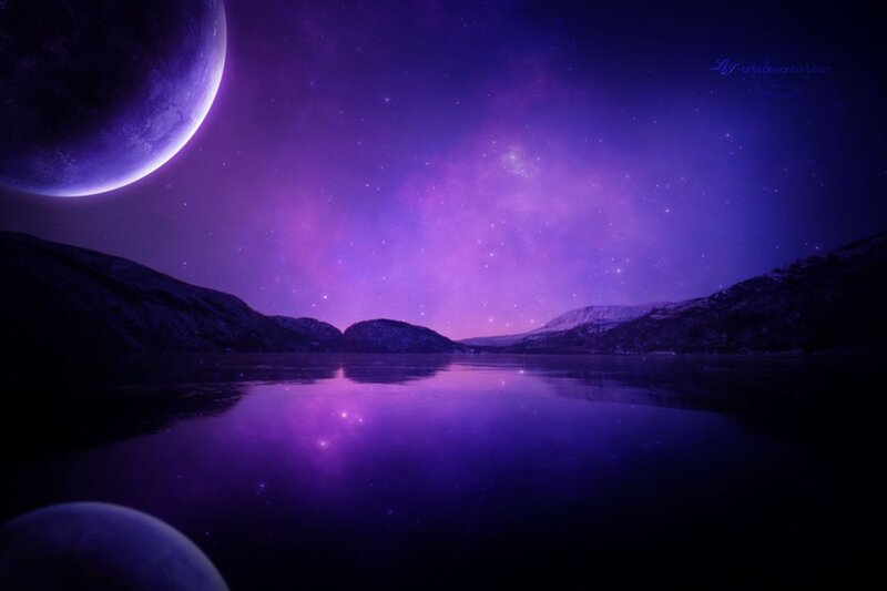 Purple Planet Landscape — Serene, Night