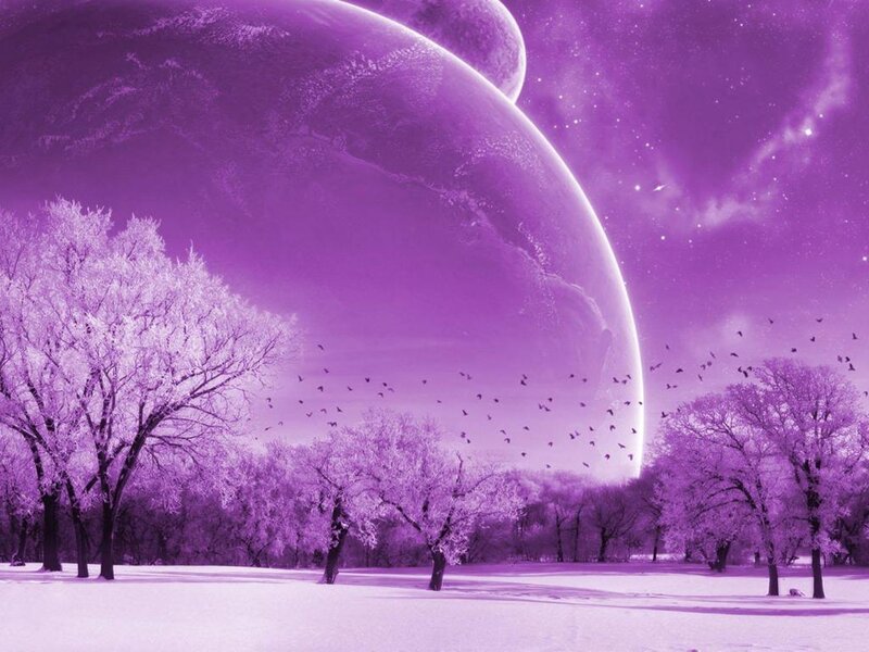 Purple Planet Landscape — Serene