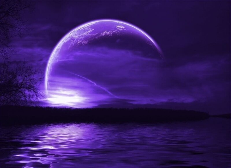Purple Planet over Water — Dramatic