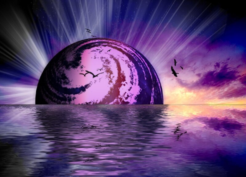 Purple Planet over Water