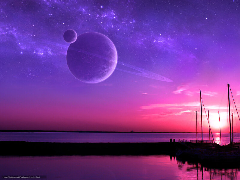 Purple planet sunset scene
