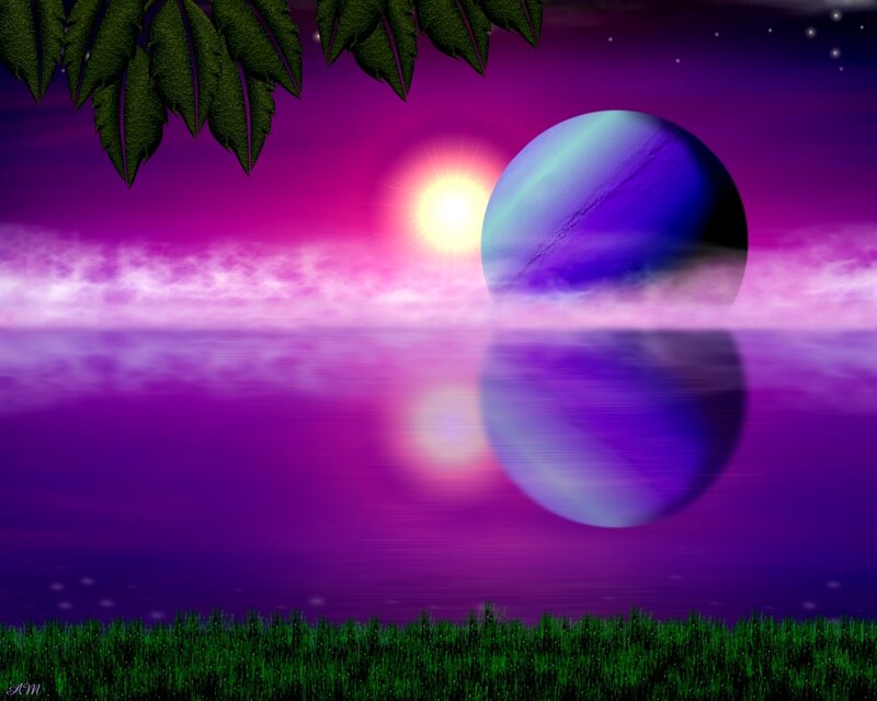 Purple planet sunset