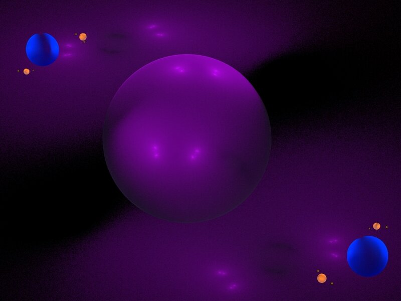 Purple planet with blue moons