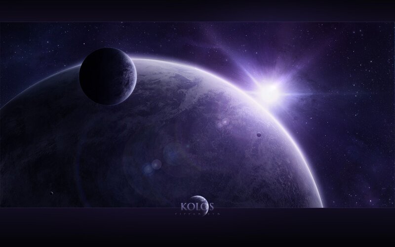 Purple planet with moon