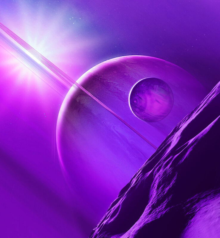 Purple Planet with Moon — Dramatic, Night