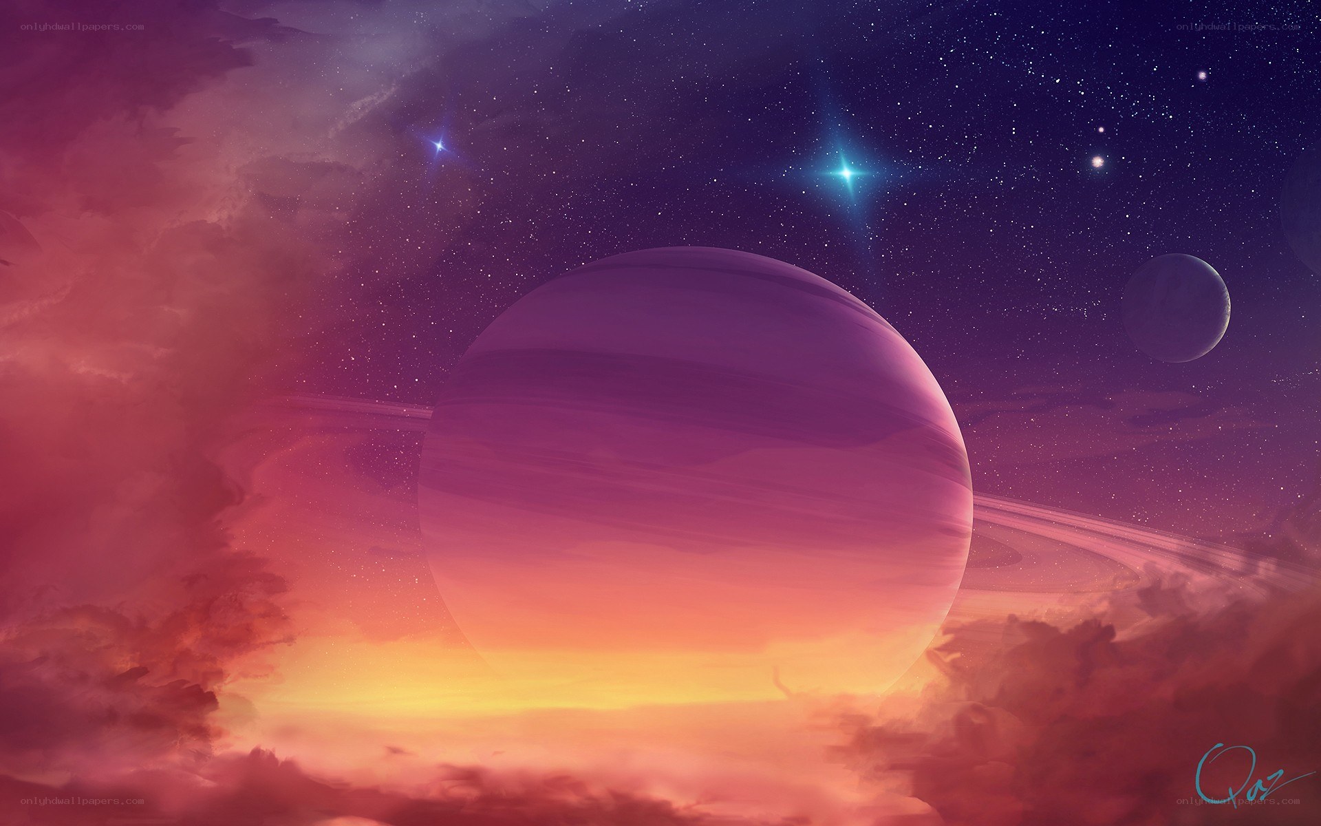 Purple planet with rings