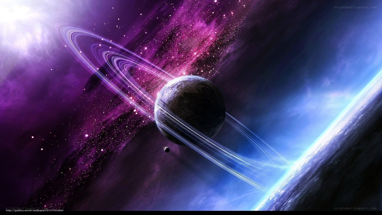 Purple planet with rings