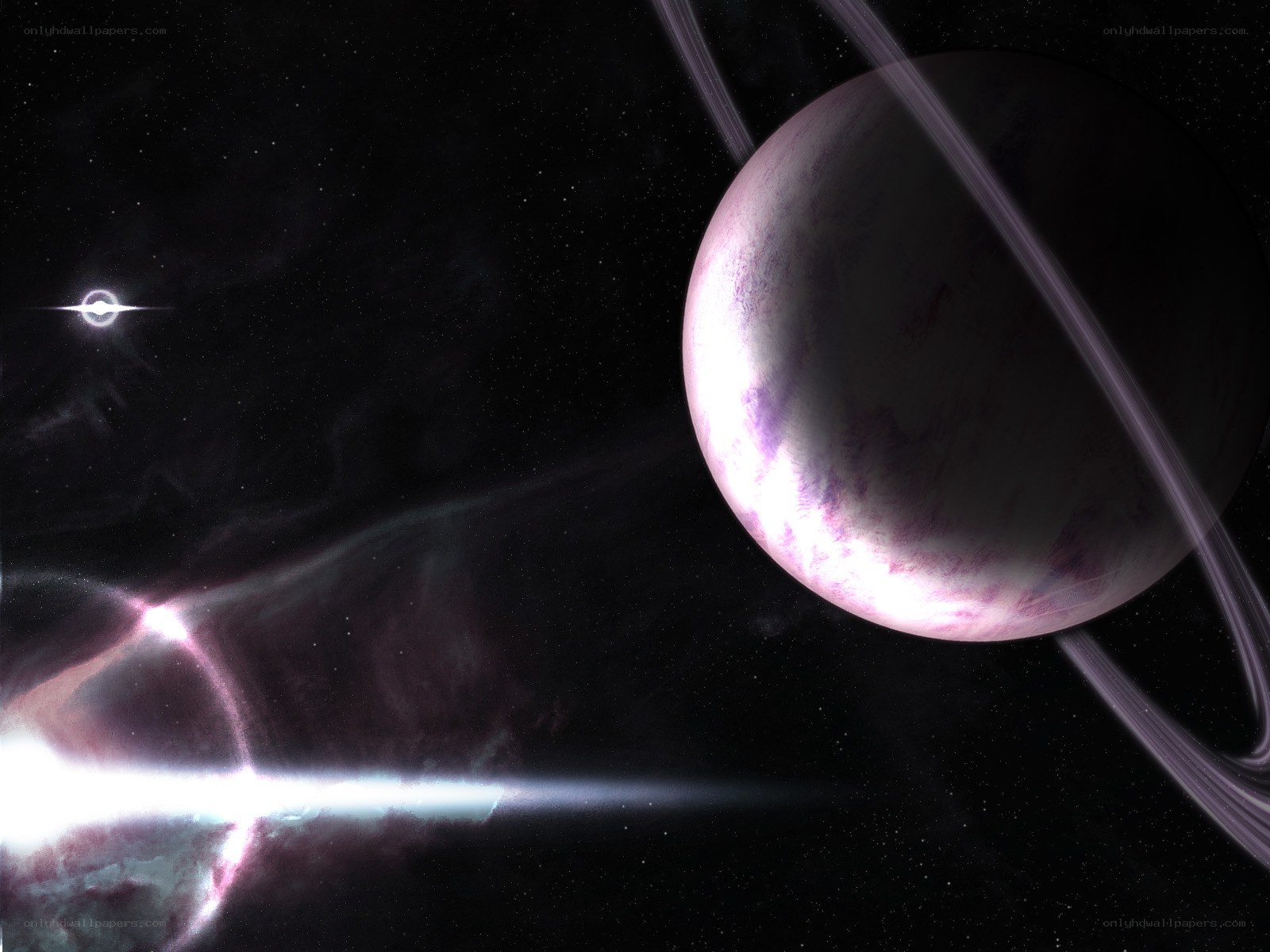 Purple planet with rings