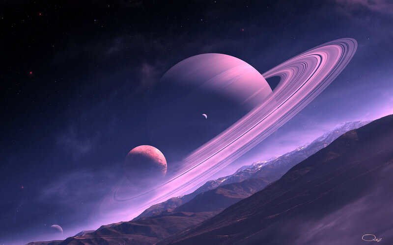 Purple planet with rings
