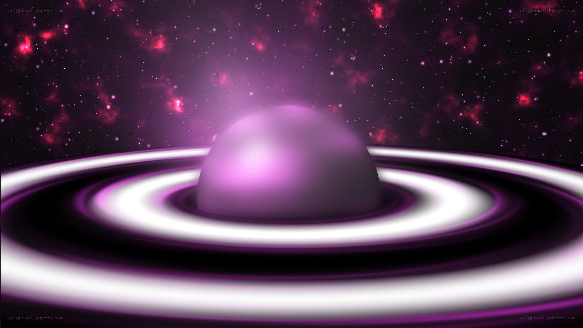 purple planet with rings