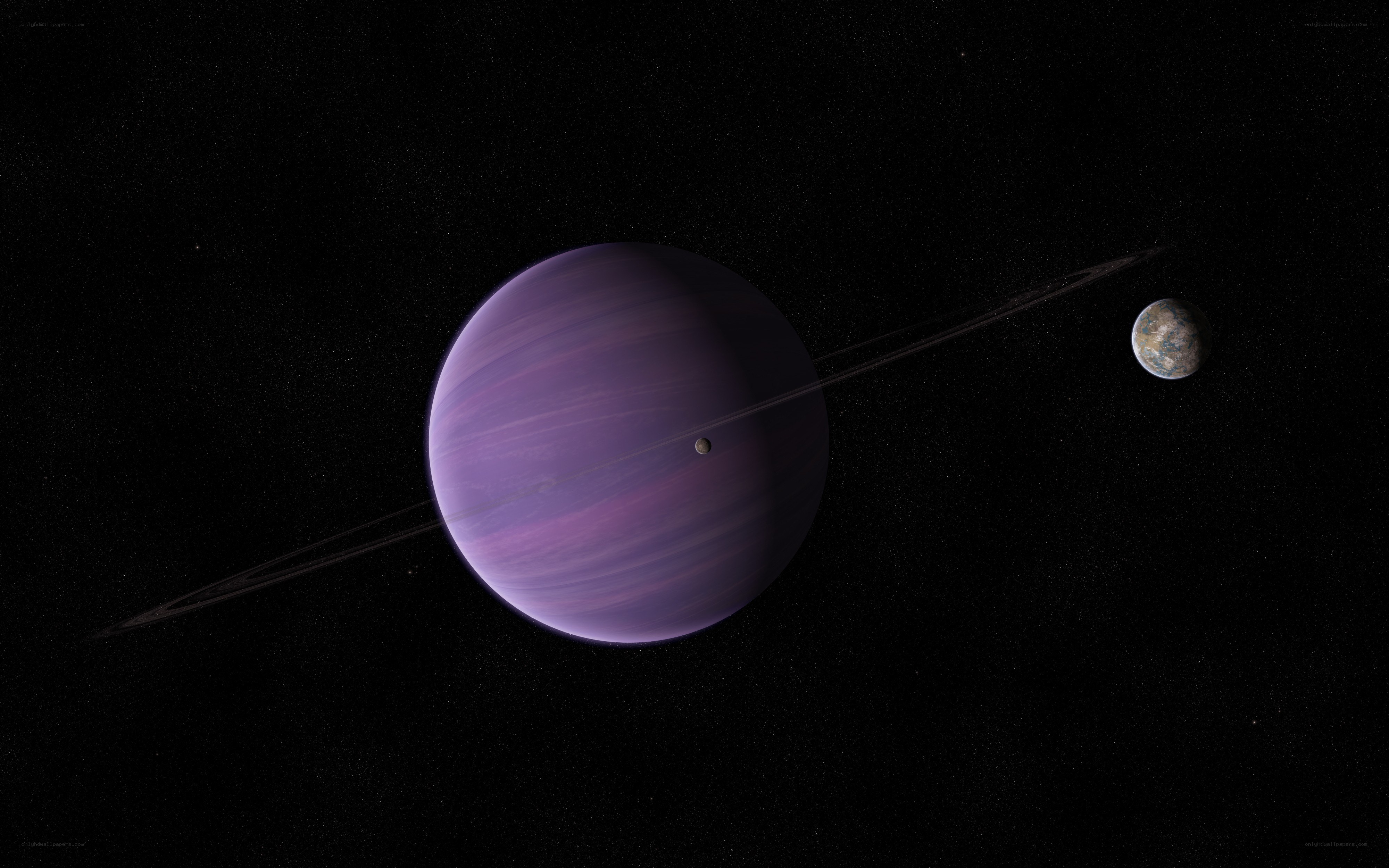 Purple planet with rings