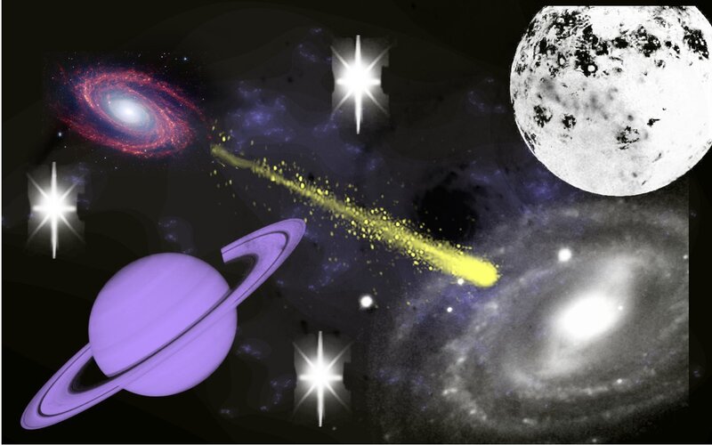 Purple Planet with Rings — Black