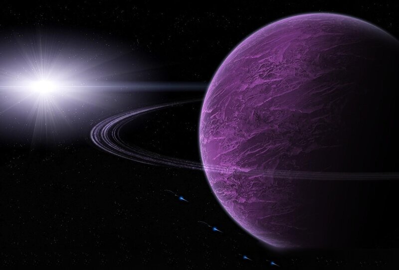 Purple Planet with Rings — Dramatic